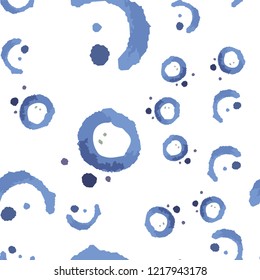 Hand drawn abstract pattern gouache in blue color. Vector Seamless pattern. Perfect for your design. 