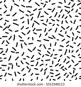 Hand drawn abstract pattern. Memphis group style black and white background