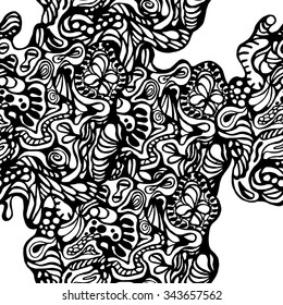 Hand drawn abstract pattern on white background. Vector illustration. 
