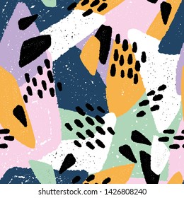 Hand drawn abstract pattern in trendy colours.  Simple textured shapes are perfect design for fashion, fabric, wrapping paper, textile, scrapbooking paper.