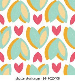 Hand drawn abstract pattern in trendy colours. Simple textured shapes are perfect design for fashion, fabric, wrapping paper, textile, scrapbooking paper.