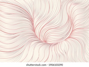 Hand drawn abstract pink gold floral lined pattern background texture luxury style. Vector illustration