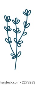 Dibujo manual de la rama de planta abstracta icono plano Diseño floral de primavera. Ilustración del vector