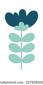 Dibujo manual de la rama de planta abstracta icono plano Diseño floral de primavera. Ilustración del vector