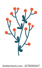 Dibujo manual de la rama de planta abstracta icono plano Diseño floral de primavera. Ilustración del vector