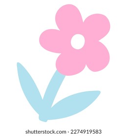 Hand drawn abstract plant. Vector illustration of minimalist colorful flower, naive art