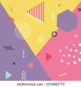 Hand drawn abstract Pop Memphis Background.Applicable for brochures, posters, banners and covers. 