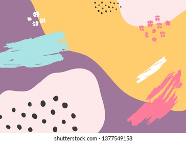 Hand drawn abstract Pop Memphis Background.Applicable for brochures, posters, banners and covers. 