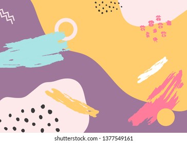 Hand drawn abstract Pop Memphis Background.Applicable for brochures, posters, banners and covers. 