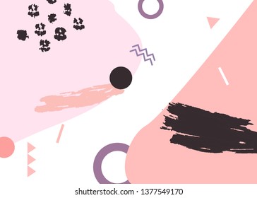Hand drawn abstract Pop Memphis Background.Applicable for brochures, posters, banners and covers. 