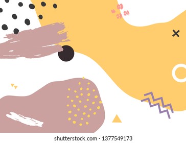 Hand drawn abstract Pop Memphis Background.Applicable for brochures, posters, banners and covers. 