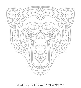 Hand drawn abstract portrait of a bear. Vector stylized illustration for tattoo, logo, wall decor, T-shirt print design or outwear. This drawing would be nice to make on the fabric or canvas.