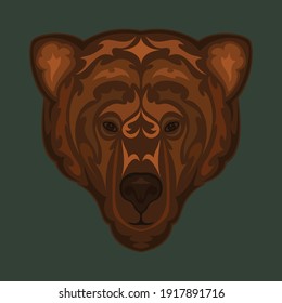 Hand drawn abstract portrait of a bear. Vector stylized colorful illustration for tattoo, logo, wall decor, T-shirt print design or outwear. This drawing would be nice to make on the fabric, canvas.