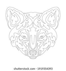 Hand drawn abstract portrait of a fox. Vector stylized illustration for tattoo, logo, wall decor, T-shirt print design or outwear. This drawing would be nice to make on the fabric or canvas.