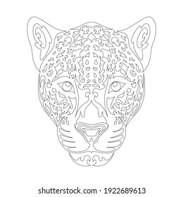 Hand drawn abstract portrait of leopard or jaguar. Vector stylized illustration for tattoo, logo, wall decor, T-shirt print design or outwear. 