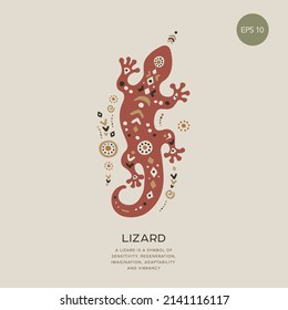 Hand drawn abstract portrait of lizard. Vector hand draw design. Totem animals.