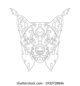 Hand drawn abstract portrait of a lynx. Vector stylized illustration for tattoo, logo, wall decor, T-shirt print design or outwear. This drawing would be nice to make on the fabric or canvas.