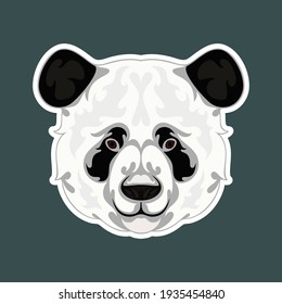 Retrato abstracto de mano de un panda. Pegatina. Ilustración de color estilizada por vectores aislada en el fondo oscuro.