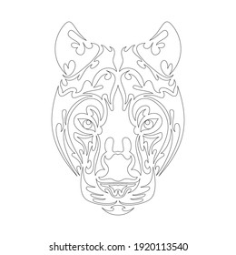Hand drawn abstract portrait of a panther. Vector stylized illustration for tattoo, logo, wall decor, T-shirt print design or outwear. This drawing would be nice to make on the fabric or canvas.