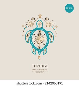 Hand drawn abstract portrait of turtle. Vector hand draw design. Totem animals. svg