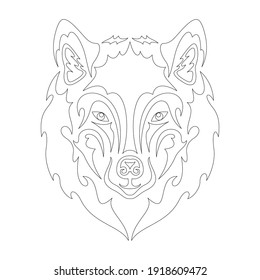 Hand drawn abstract portrait of a wolf. Vector stylized illustration for tattoo, logo, wall decor, T-shirt print design or outwear. This drawing would be nice to make on the fabric or canvas.