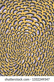 Hand Drawn Abstract 	Psychedelic Background. Vector Illustration