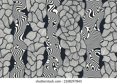 Hand Drawn Abstract Psychedelic Background With Liquify Lines. Vector Illustration