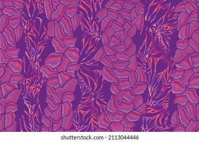 Hand Drawn Abstract Psychedelic Background with floral ornament. Drawing Texture. Vector Illustration