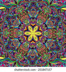 Hand drawn abstract psychedelic background ornament illustration concept. Lace pattern design. Vector decorative card or invitation design traditional, Islam, arabic, indian, ottoman motifs, elements.