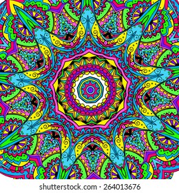 Hand drawn abstract psychedelic background ornament illustration concept. Lace pattern design. Vector decorative card or invitation design traditional, Islam, arabic, indian, ottoman motifs, elements.
