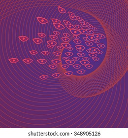 Hand drawn abstract psychedelic background ornament illustration concept. Lace pattern design. Psychedelic Poster in the style of 60's, 70's. Sacred Geometry. Yoga. Promoted peace and love.