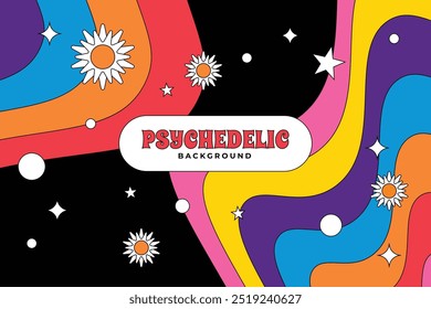 Hand Drawn Abstract Psychedelic Groovy Background
