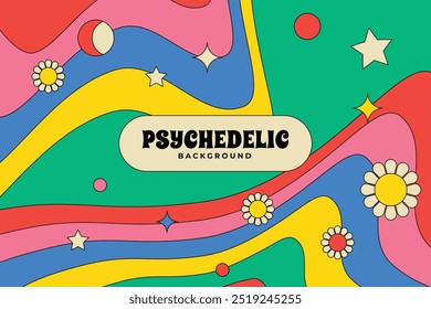 Hand Drawn Abstract Psychedelic Groovy Background