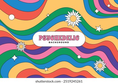 Hand Drawn Abstract Psychedelic Groovy Background