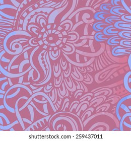 Hand drawn abstract quaint seamless pattern. All objects are conveniently grouped  and are easily editable.