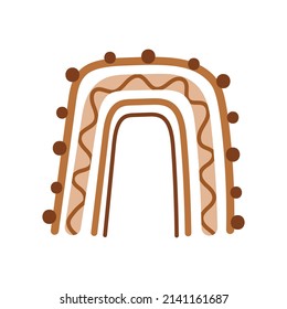 Hand drawn abstract rainbow. Cute boho rainbow in brown colors. Scandinavian shape.