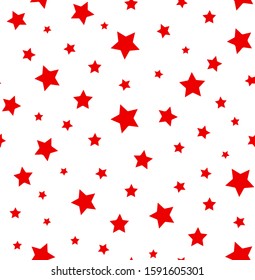 Hand Drawn Abstract Random Stars Repeating Vector Pattern Isolated Background