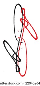 handgezeichnet, abstrakter roter Pinselstrich einzeln auf Weiß