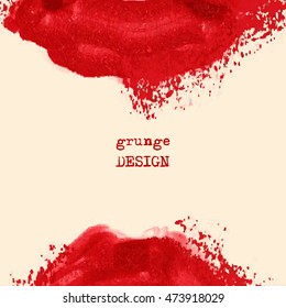 Hand drawn abstract red grunge shape. Decoration usable as banner, cards, posters, label design. Blood stains. Wallpaper with empty space for your text. Brush design element. Vector illustration.