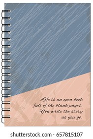 Hand drawn abstract retro design  for decorate book, notebook, case, stationery. Mock up of the notebook. Cover A5 template. EPS 10.
