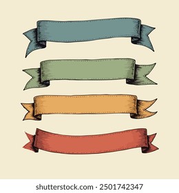 Hand drawn Abstract Ribbon Elements - Vector Design hand drawn Abstract Ribbon Elements - Vintage Retro Vector Design