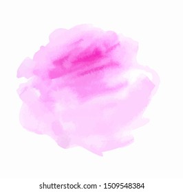 Hand drawn abstract round pink vector watercolor texture on a white background