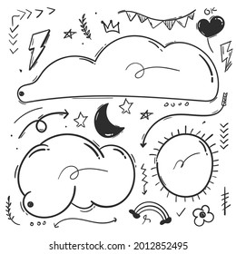 Hand drawn abstract scribble doodle elements. used for concept design isolated on white background