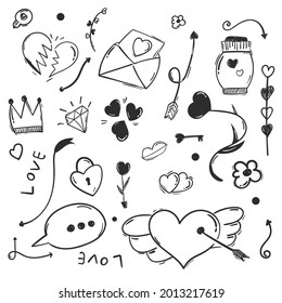 Hand drawn abstract scribble doodle elements. 
used for concept design isolated on white background