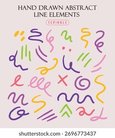 Hand Drawn Abstract Scribble Line Elements Collection