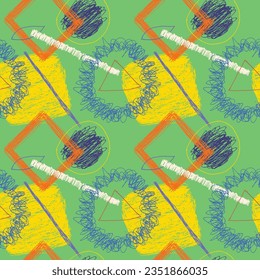 Hand drawn abstract scribbled seamless pattern. Vector ink pen scribbles. Design element for textille, fabric, wallpaper. Abstract Ink doodles. Curly lines, squiggles, strokes, sketches, drawings.
