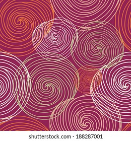 Hand- drawn abstract seamless background pattern. Waves, curls, swirls theme. Vector illustration