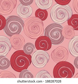 Hand- drawn abstract seamless background pattern. Waves, curls, swirls theme. Vector illustration