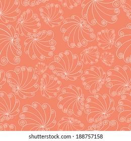 Hand- drawn abstract seamless background pattern. Waves, curls, swirls theme. Vector illustration