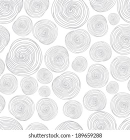 Hand- drawn abstract seamless background pattern. Waves, curls, swirls theme. Vector illustration